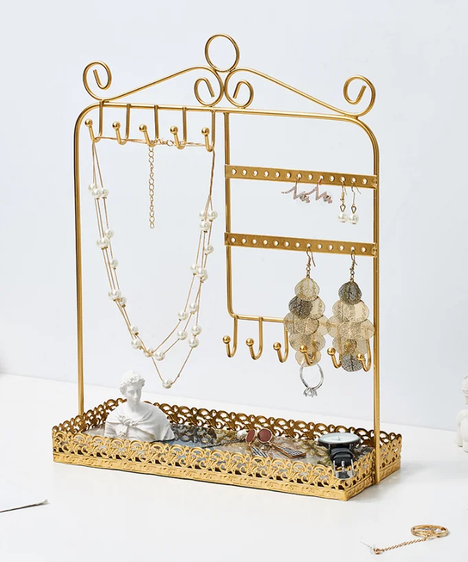 Fashion light luxury pieces creative household bedroom decorations room layout table top jewelry storage rack J05