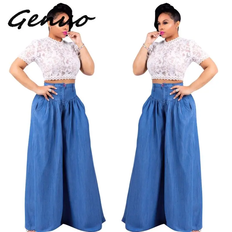 

Genuo New 2019 Spring Women's Pants High Waist Wide Leg Pants For Women Solid Color Casual Sashes Long Female Pants