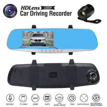 

Full HD 1080P Car DVR Camera 4.3 inch Automobile Data Recorder Rearview Mirror Dash Digital Video Recorder Dual Lens Camcorder