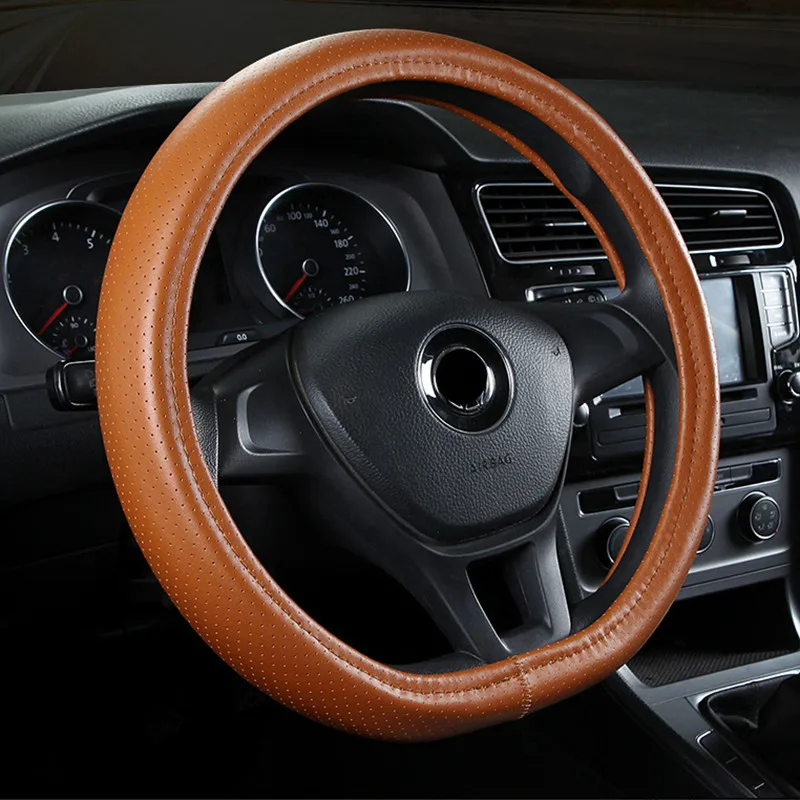 Car Steering Wheel Cover Leather D Shape 15&quot 37 to 38 cm for Sportage Optima K5 Golf 7 Mk Scirocco Sagitar Lavida Accessories |