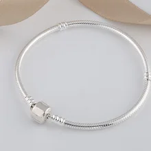 Аутентичный 925 пробы серебряный браслет, змеиная цепочка, застежка-лобстер, базовый браслет для шармов, подходит для женщин, бусина, шарм, сделай сам, европейская бижутерия