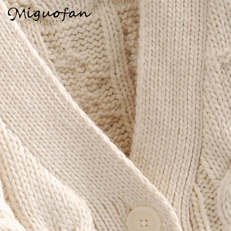 Miguofan, женский свитер, вязанные Джемперы, белые кардиганы, крест-накрест, v-образный вырез, верхняя одежда, свитер, зимние свитера, кардиганы, Женское пальто