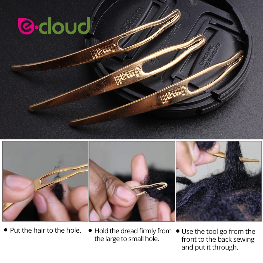 E-clould вязание крючком оплетка аксессуары для волос инструменты для дредов волосы, удлиняющая накладка на волосы игла крючок