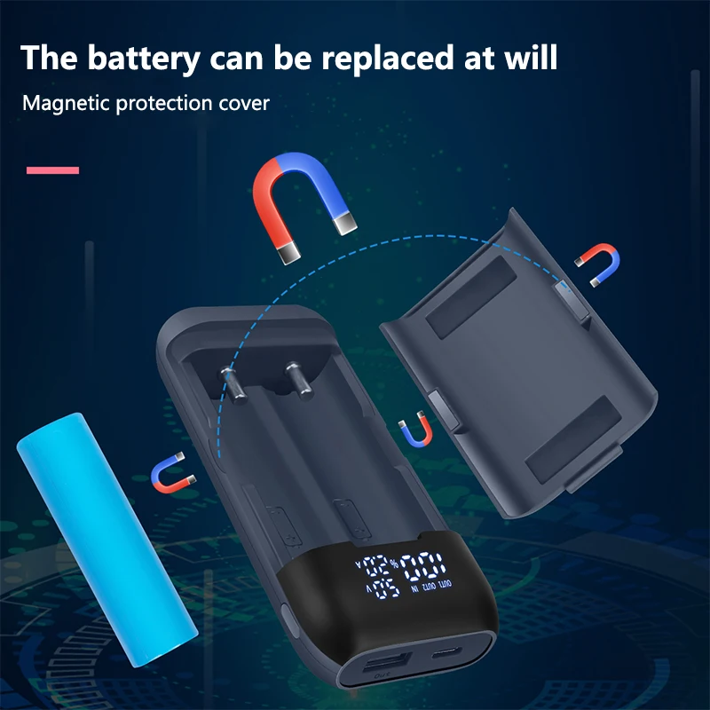 Carregador de Bateria Faça Você Mesmo Caixa Banco Potência Qc3.0 pd Portátil 18w Case Carregamento Rápido para 18650 217000 20700 Baterias de Lítio 18650 Case - Image 3