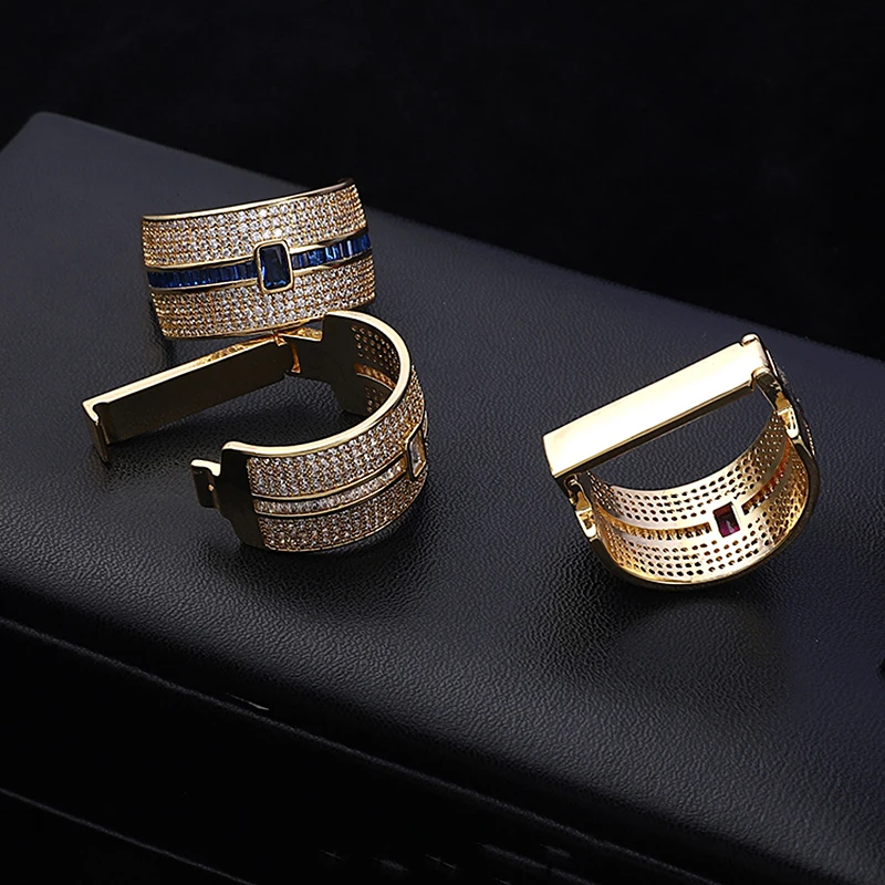 New Luxury Necktie Clip Men Zip Tie Ring TIe Clip Wedding Tie Ring Gift For Men Tie Ascot Tie Gemstones Rings