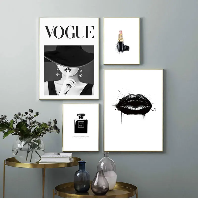Современная Настенная картина губы Vogue парфюм в скандинавском стиле s и принты