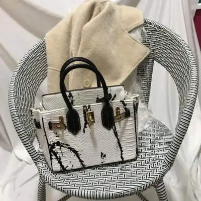 white 25cm Shenglu роскошная женская сумка Классическая сумка из змеиной кожи с принтом животных сумки с принтом - Цвет: white 25cm