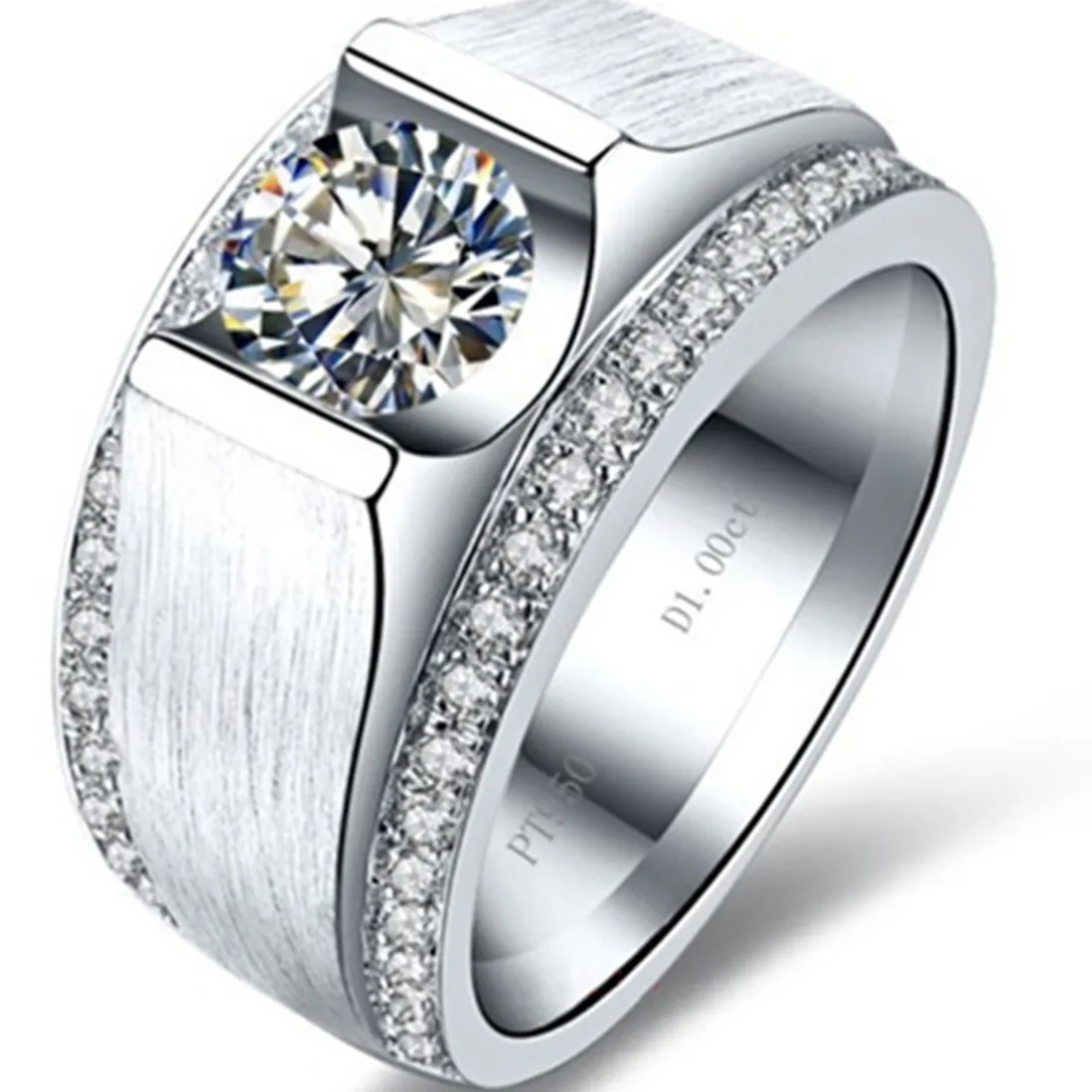 6 мм ширина тестовое положительное 1CT Moissanite бриллиантовое кольцо для мужчин