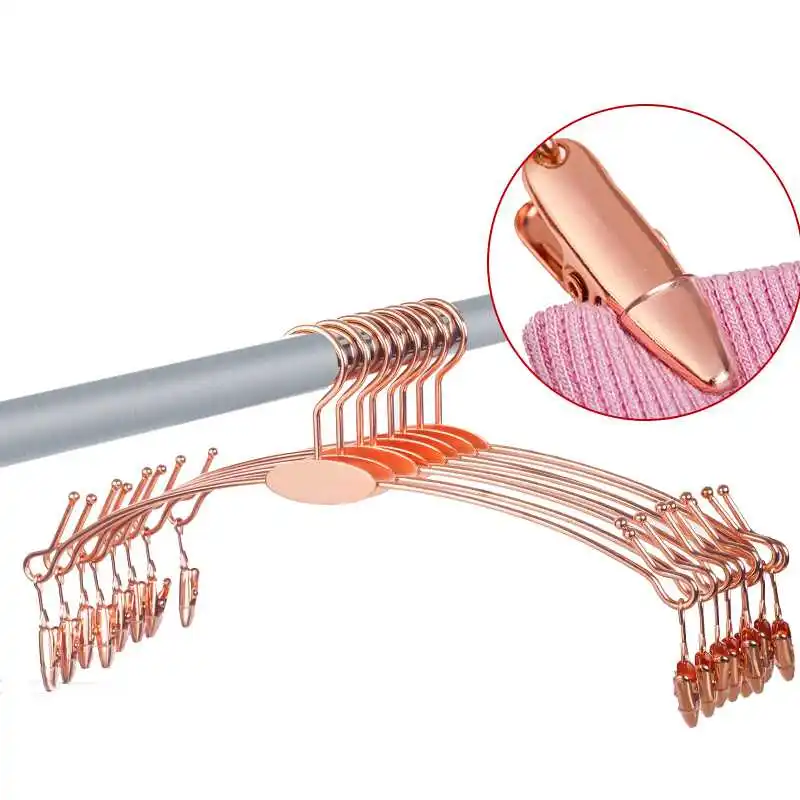 20 шт./компл. розовое золото Вешалки изысканное металлическое смелая Нескользящая нижнее белье сплав вешалка бюстгальтер прищепка бюстгальтер трусики клип одежда стеллажи для выставки товаров