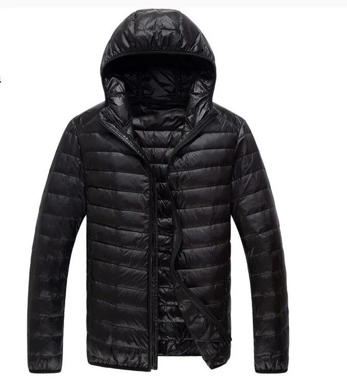 Мужские зимние пуховики с капюшоном, теплые, 60% утиный пух, Ультралегкая, Молодежная мужская куртка, японская Весенняя уличная одежда, повседневное пальто, 5XL - Цвет: hooded Black