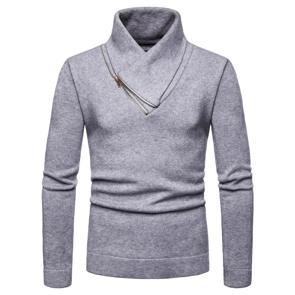 SHUJIN Sweater Pullover Men 2019 Male Brand Casual Slim Sweaters Men Solid Color High neck Men's Sweater XXL for Autumn Winter