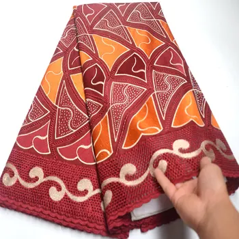 

Wine + Orange Nigerian Lace Fabric 2019 High Quality Swiss Lace In Switzerland Material For Aso Ebi Wedding Party DG581