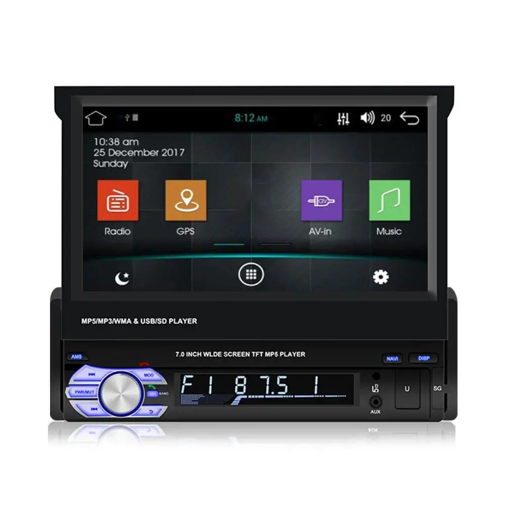 

7 Inch Android MP5 Single Spindle Telescopic Machine MP4 Player Navigation GPS New Smart Car All-in-one Machine