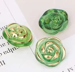 10pcs Crystal Buttons Candy Color Gold Edge Clear Rose Flower Acrylic Buttons for Decoration Handmade Craft Sewing Accessories - Цвет: 10pcs