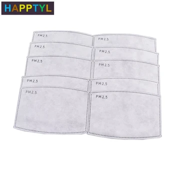 

HAPPTYL 10Pcs/Lot 5 Layers PM2.5 Activated Carbon Filter Insert Protective Filter Media Insert for mouth Mask anti dust mask