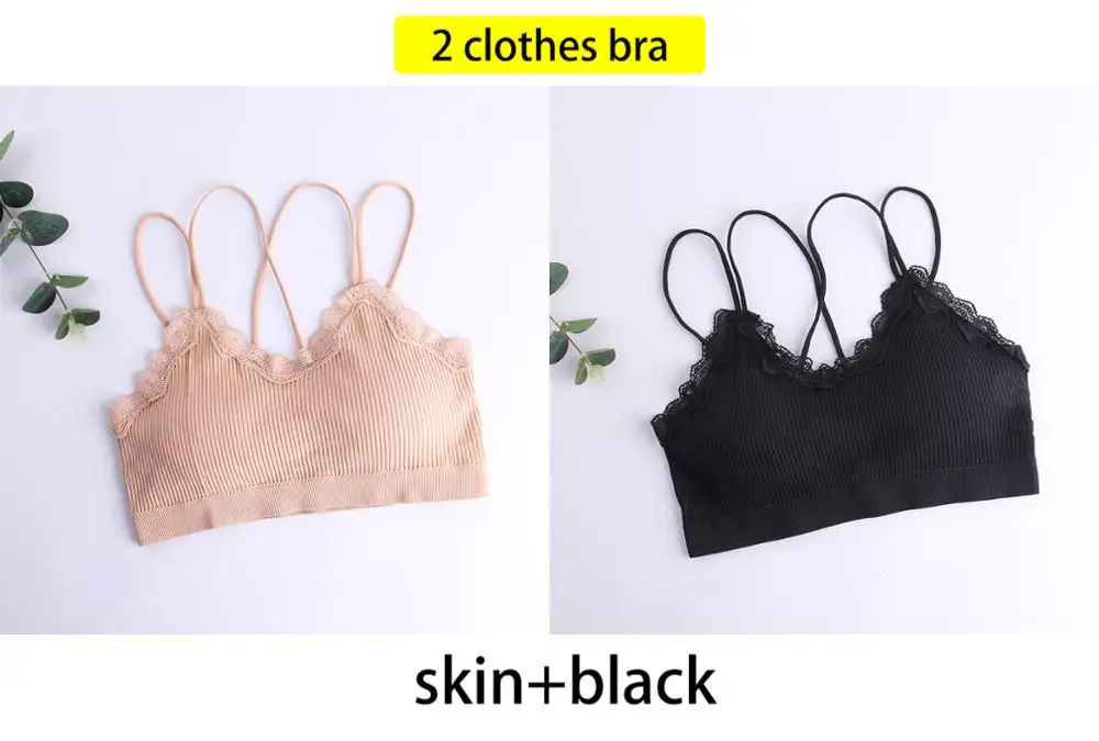 French Style 2pcs Solid Color Sexy Lingerie Seamless Bra Wire Free Comfort Push Up Bras for Women Underwear Bralette - Цвет: skin black