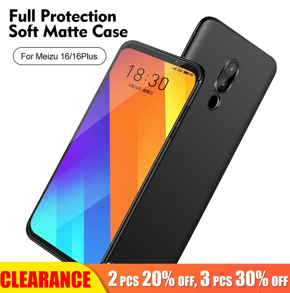 

[Clearance] For Meizu 16 X TPU Case Luxury Soft Silicone Matte Protective Case 360 Full Cover For Meizu 16th Simple Cases