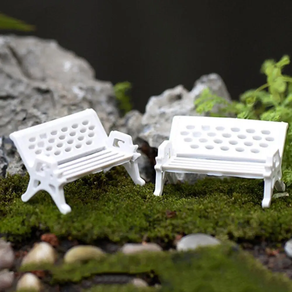 2 Pcs Bench Fairy Doll Chairs Terrarium Moss Decor Figurines Miniature Ornament Miniature Figurines Garden Miniatures Micro Landscape Accessories