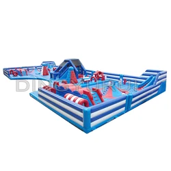 Giant Inflatable Amusement Park Inflatable Bounce Castle Obstacle With Slide Customized Inflatable Fun City For Children