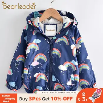 

Bear Leader Girl Costumes 2-7 Years Children Autumn Long Sleeve Jackets Kids Girls Coats Rainbow Print Cartoon Zipper Outerwear
