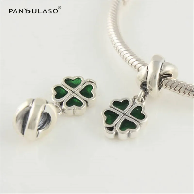 

Green Clover Dangle Beads For Jewelry Making Woman DIY Charms Fits Original Bracelets 925 Sterling Silver Jewelry Bead
