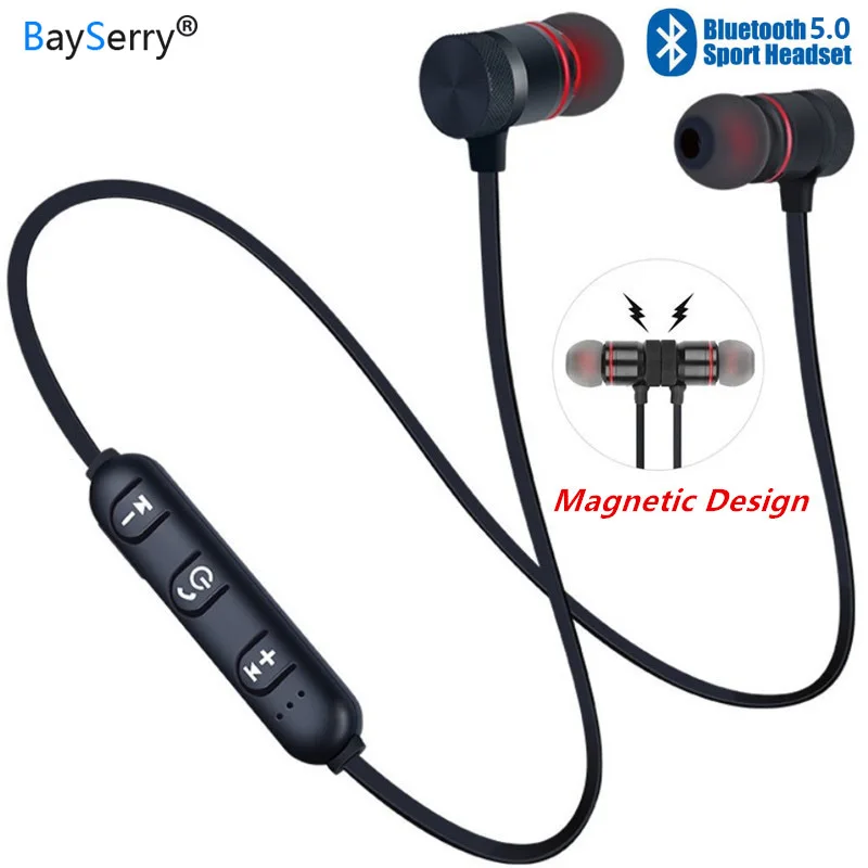 

V5.0 Bluetooth Earphone Sports Neckband Magnetic Wireless Headset For All Phones Stereo Earbuds Music Metal Headphones with Mic