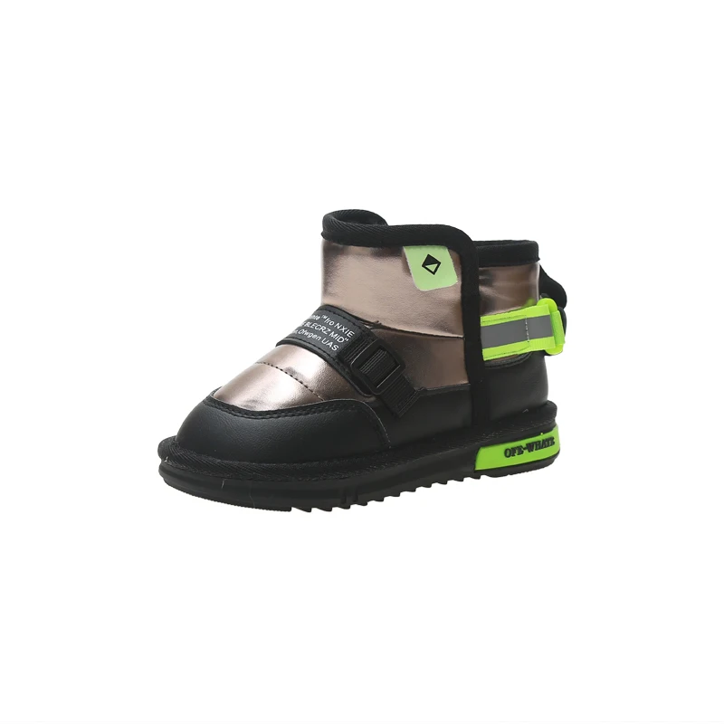 Детские зимние ботинки; Новинка года; модные осенне-зимние водонепроницаемые теплые плюшевые ботильоны из искусственной кожи для девочек; обувь для мальчиков - Цвет: green