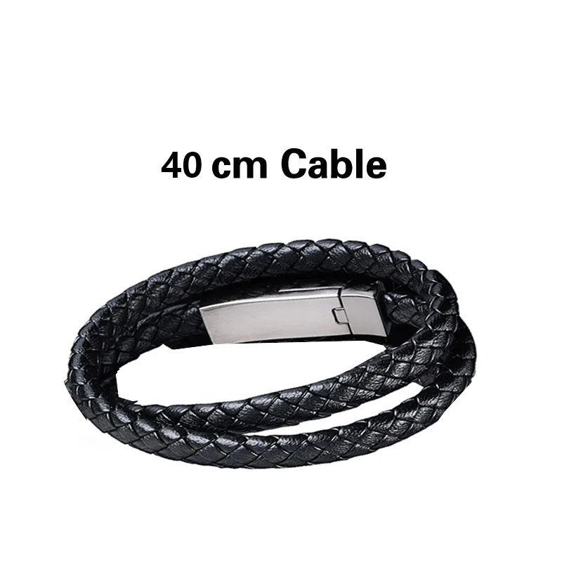 Зарядное устройство-браслет Портативный кожаный Быстрый USB кабель для телефона зарядное устройство-браслет кабель для зарядки данных samsung S9 зарядное устройство - Тип штекера: 40cm