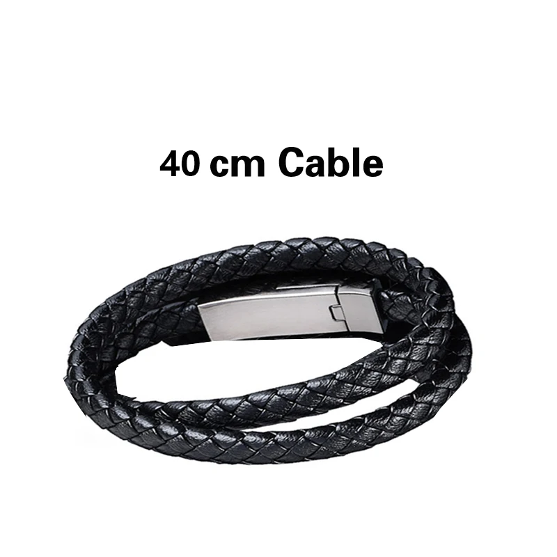 40cm Зарядное устройство-браслет Портативный кожаный Быстрый USB кабель для телефона зарядное устройство-браслет кабель для зарядки данных samsung S9 зарядное устройство - Тип штекера: 40cm