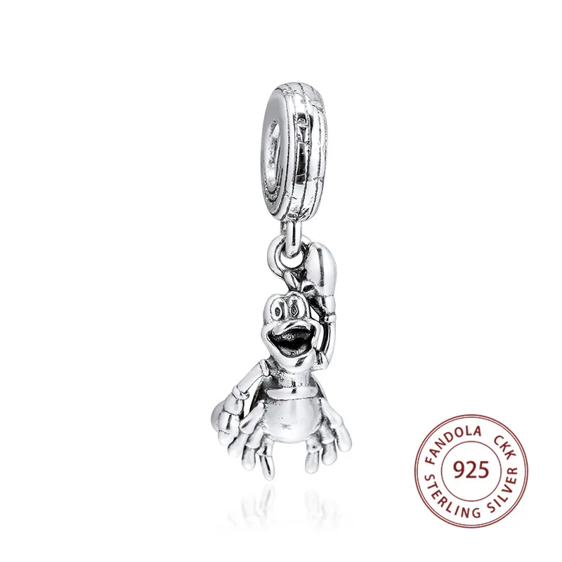 Подходит браслет в европейском стиле Argent Charm 925 пробы Серебряный Русалочка Себастиан Подвески бусины для изготовления ювелирных изделий