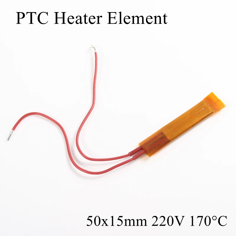 

1pc 50x15mm 220V 170 Degree Celsius PTC Heater Element Constant Thermostat Insulated Thermistor Ceramic Air Heating Plate Chip