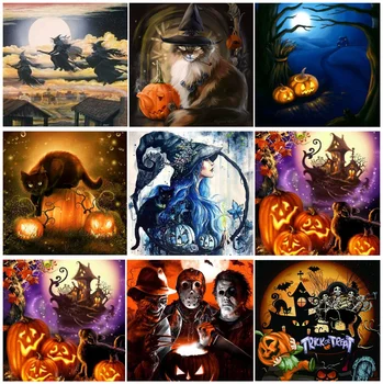 

Yikexin Full Drill Diamond Embroidery "Halloween scenery" Pattern DIY 5D Diamond Painting Needlework Cross Stitch Home decor
