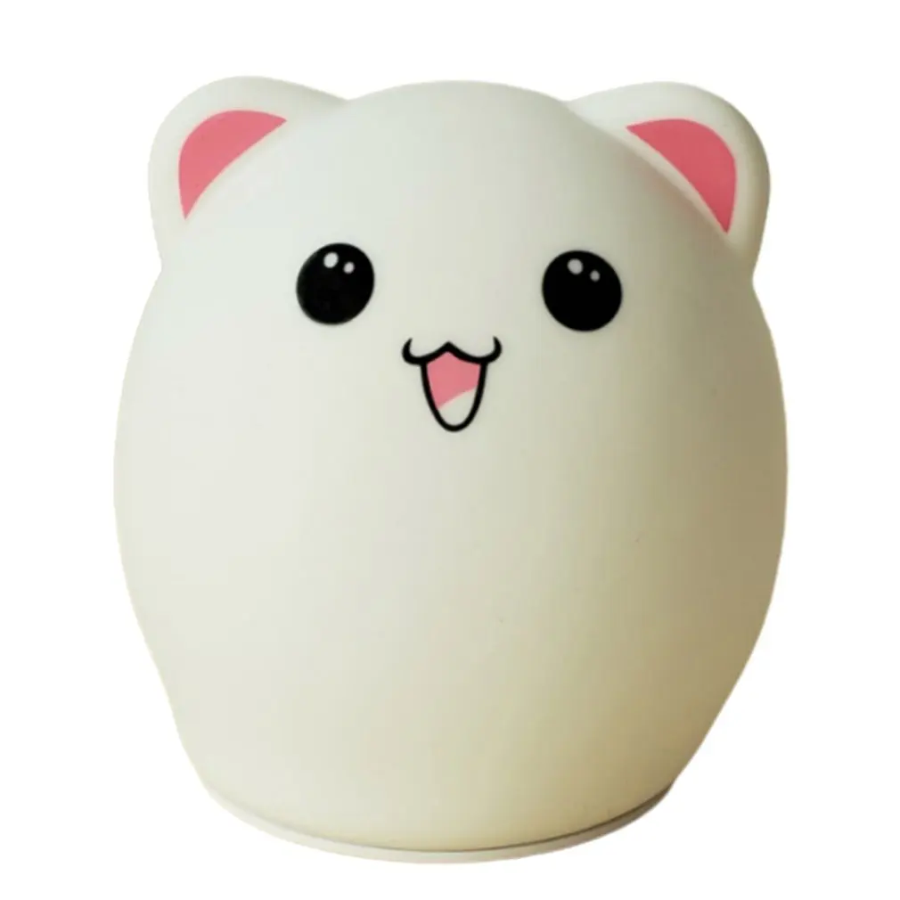

Colorful Creative Cartoon Cute Bear Decompression Pat Light Mini Battery Type Silicone Night Light Eye Protection