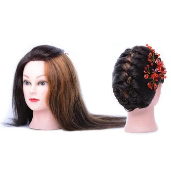 

100% Human Hair Cosmetology Mannequin Manikin Training Head Head Dolls For Hairdressers With Comb In Mannequins