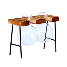 Новинка, креативная стеклянная бутылка, ваза, гидропонное растение, прозрачная ваза, деревянная рамка, декор для кофейни, комнаты, украшение стола, ваза