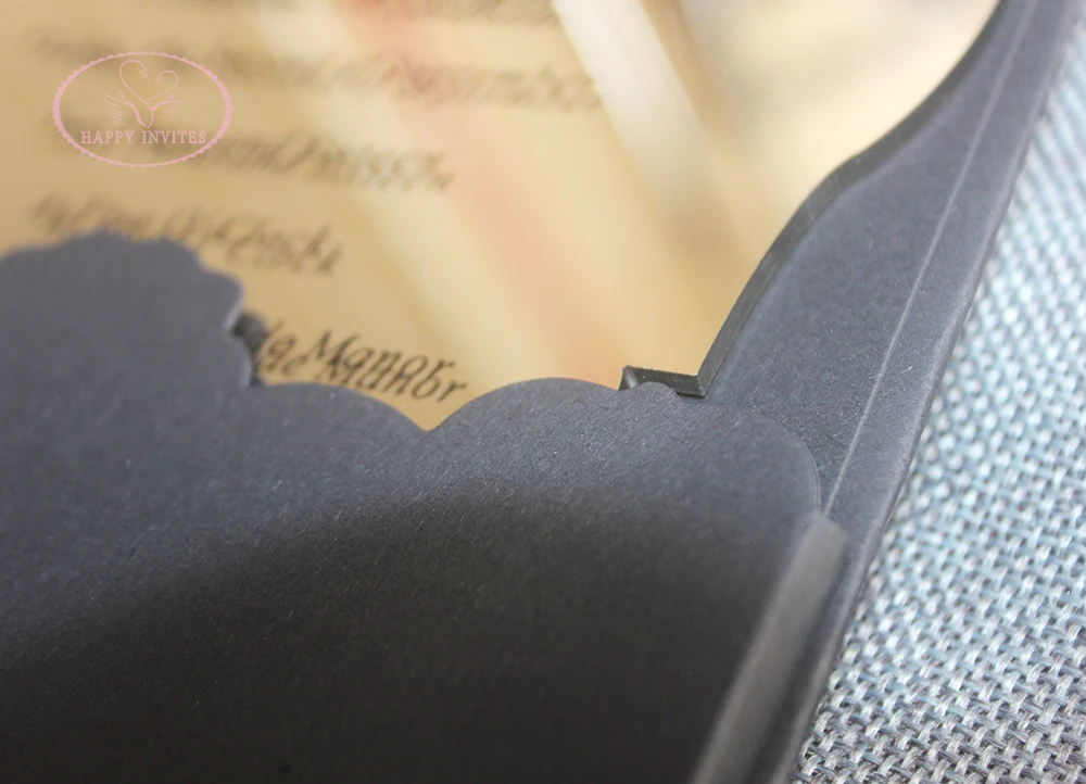 HI1156-15 Custom Black & White Hardcover  Wedding Card with Silver Foil and Acrylic Invitation with Black Letters Made in China