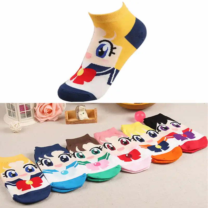 6 Pairs 美少女戦士セーラームーン アニメ靴下アクセサリー月野うさぎ コスプレ足首の女の子綿靴下漫画かわいいかわいいストッキング コスチューム アクセサリ Aliexpress