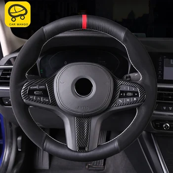 

CarMango for BMW 3 Series G20 2020 Car DIY Steering Wheel Cover Genuine Cow Leather Suede with Needle and Thread Accessories
