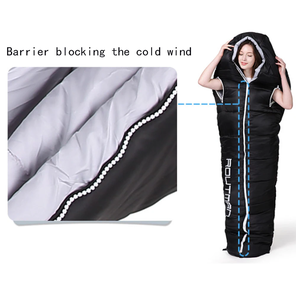 Mummy Can reach out hand Windproof outdoor thickening waterproof warm adult spring autumn winter camping sleeping bag