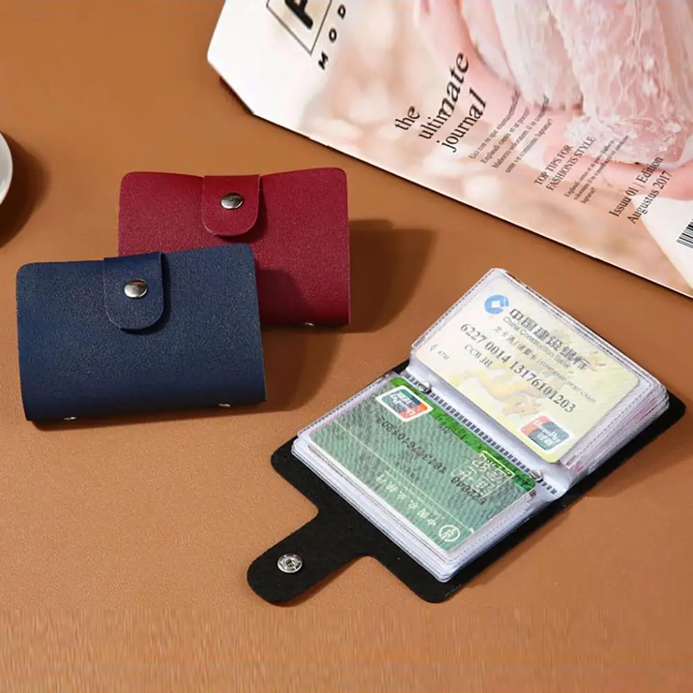 Бизнес тренд мужчины женщины кожаный кредитный держатель для карт Чехол карты бумажник несколько сплошной цвет визитная карточка 12 бит сумка