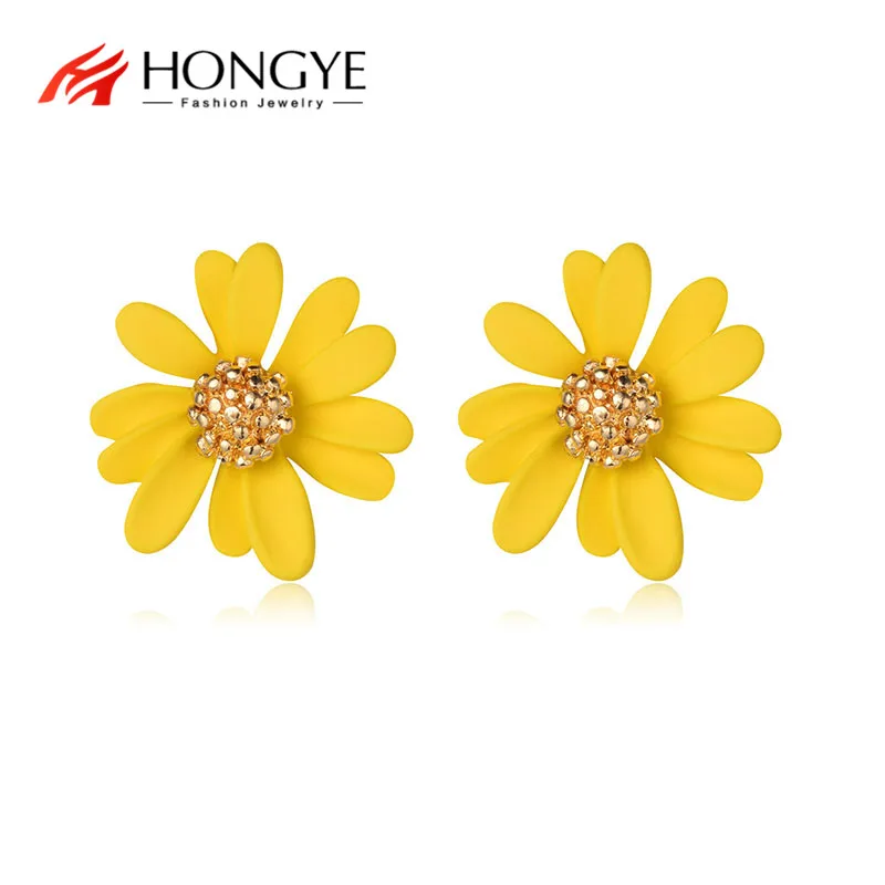 HONGYE Young Energetic Small Chrysanthemum Round Stud Earring For Women Girl Party Daily Jewelry