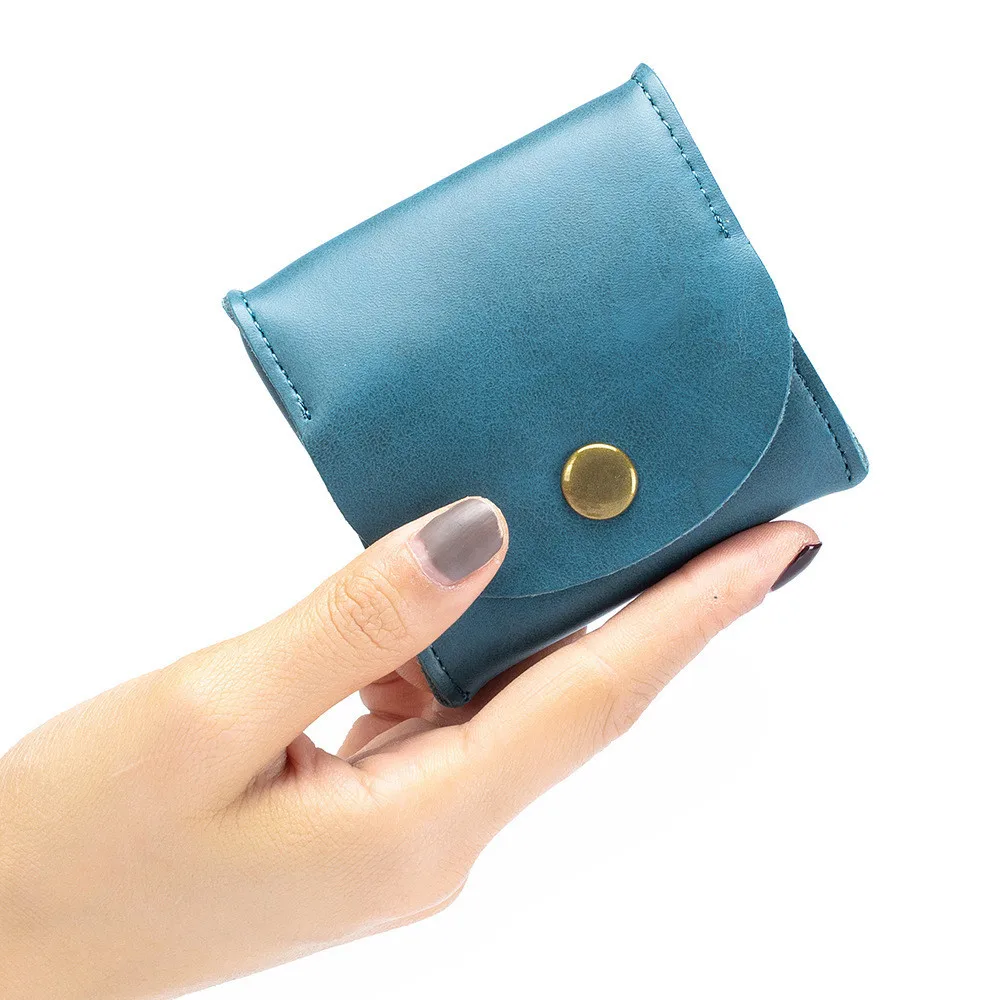 6 Color portable Genuine Leather Coin Purse Vintage Design Individuation Earbuds Earphone Holder Pouch For Women Men mini Wallet