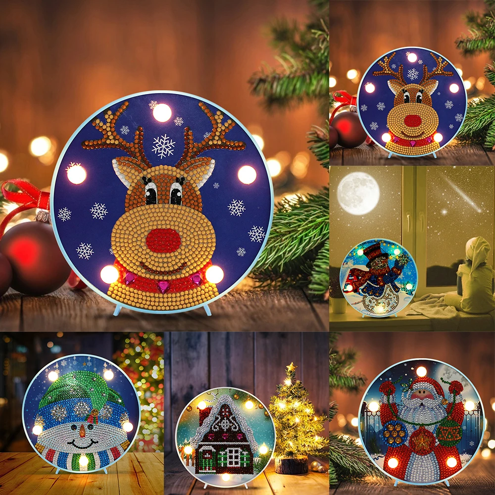 

DIY LED Special Shaped Christmas style Full Dril Diamond Painting Embroidery Night LampTable Desk Bedroom Home Decor Night Light