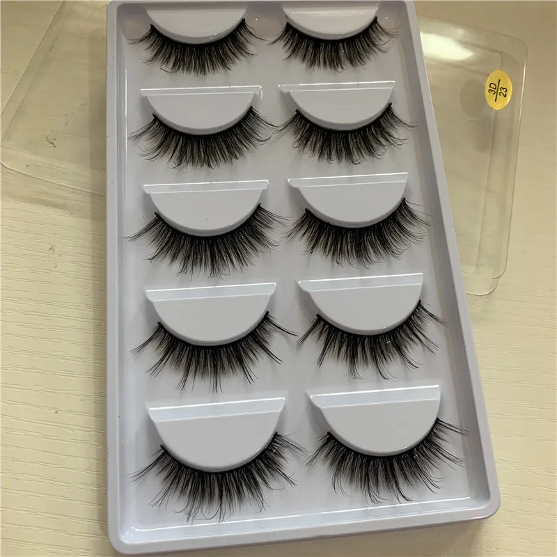 

5 pairs 3D mink lashes false eyelashes natural makeup eyelash extension long cross volume soft fake eye lashes winged faux cils