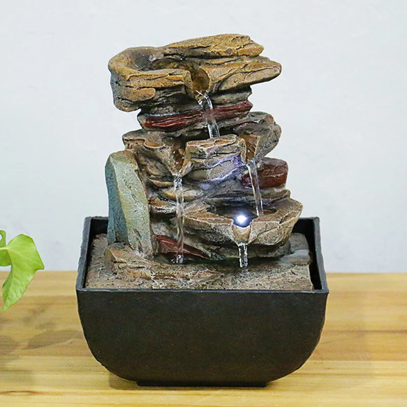 Fuentes de agua Feng Shui, mesa decorativa, con rocas, relajante