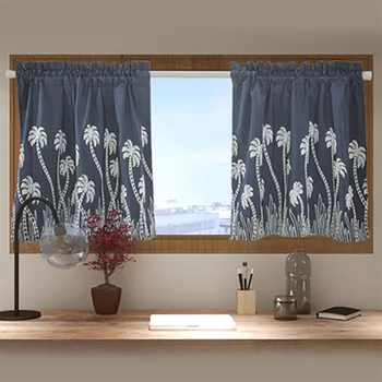 

Pastoral Embroidered Lace Kitchen Curtains Short Style Roman Curtain Blinds For Living Room Bedroom Window Door Valance Curtains
