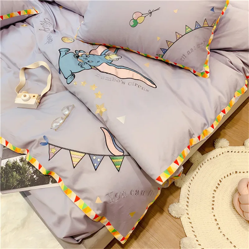 Disney мультфильм Dumbo постельные принадлежности наборы Мальчик/девочки ребенок взрослый король супер ковровое покрытие набор наволочка одеяло покрывало лист
