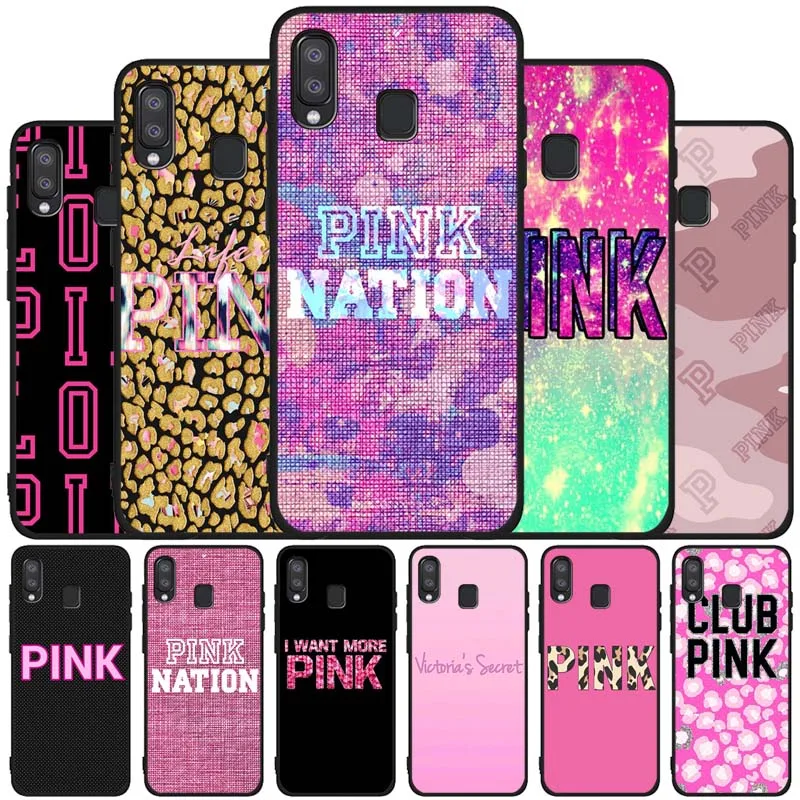 Fashion Luxury Pink Black Soft Phone Case For Samsung A10 A20 A30 A40 A50 A70 A21 A31 A51 A71 A41 A32 A42 S52 A72 A6 2018 Cover | Мобильные