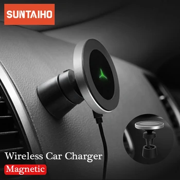 

10W Qi Wireless Charger For iPhone 11 Pro XR XS Max 8 Plus Samsung S20 S9 S8 Wireless Charging Magnetic Car Phone Holder Stand