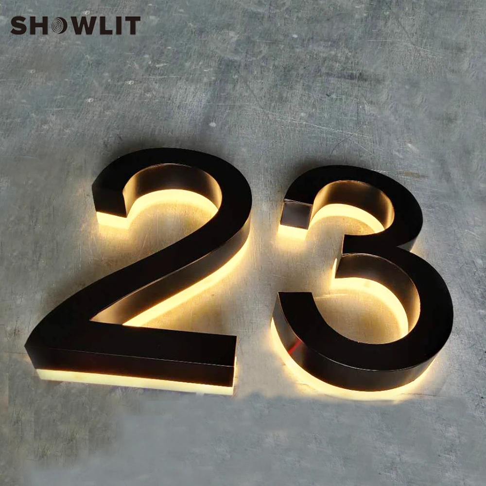 Black 12'' Modern House Numbers Outdoor Door Numbers Custom Made Available